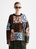 Jacquard oversized pullover - Leopard Patchwork Jacquard