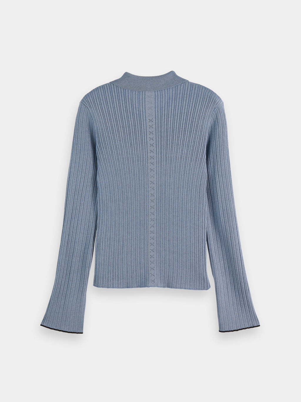 Metallic fitted button up top - Faded Denim Metallic