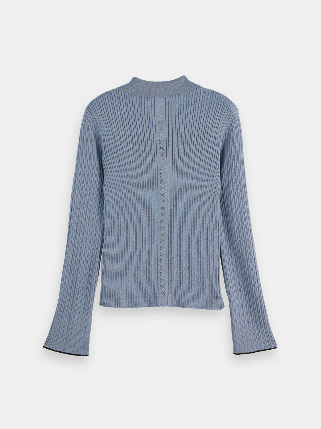 Metallic fitted button up top - Faded Denim Metallic