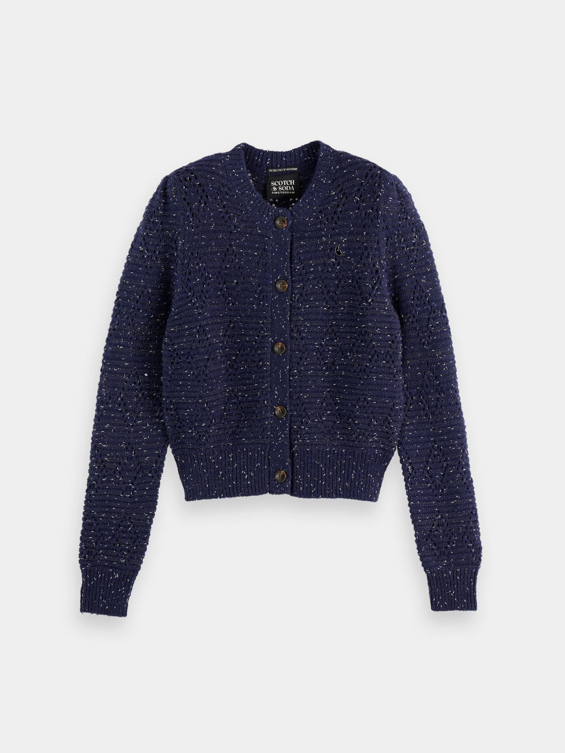 Metallic crewneck cardigan - Meteorite/Peacoat Metallic