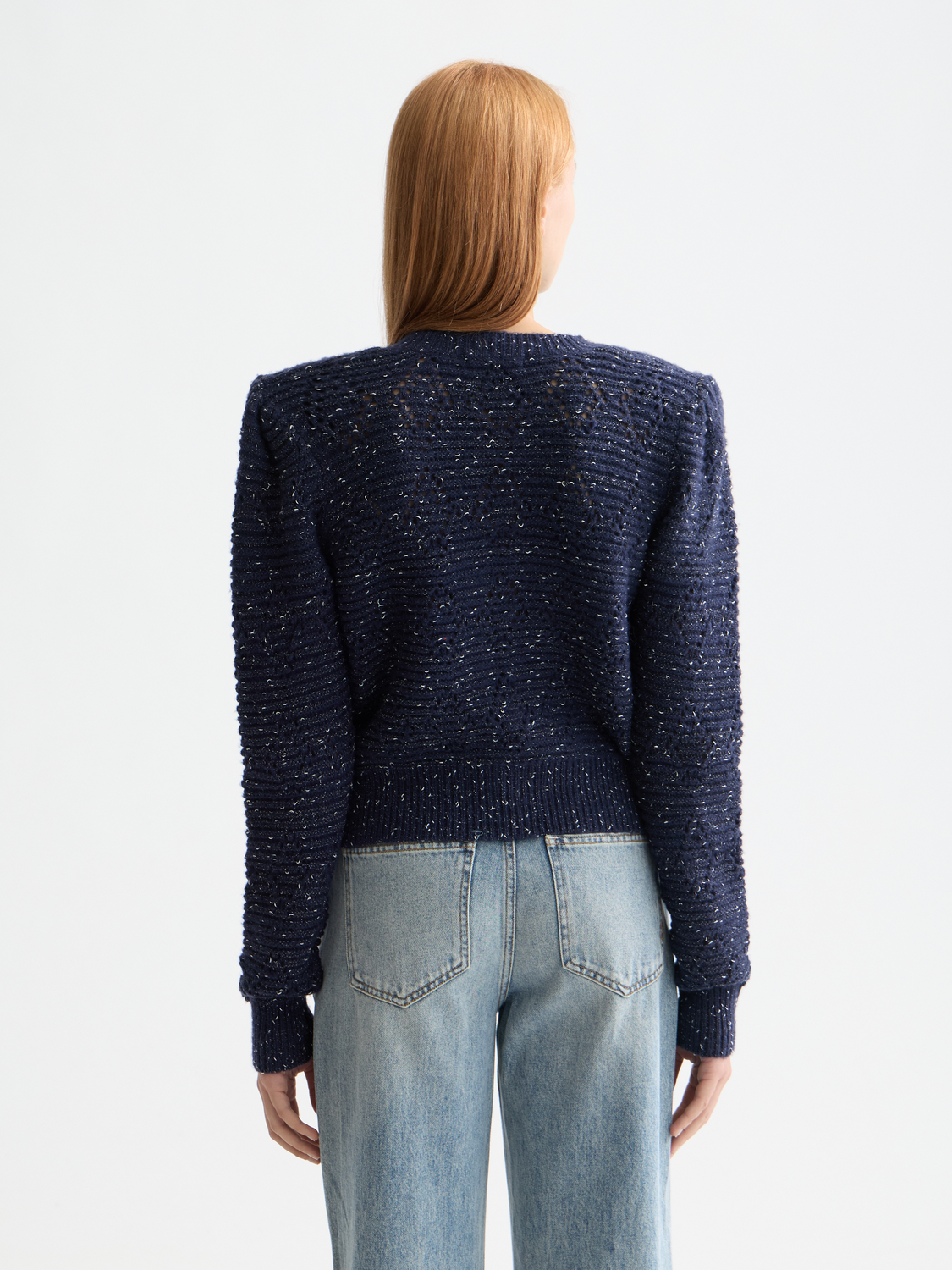 Metallic crewneck cardigan - Meteorite/Peacoat Metallic