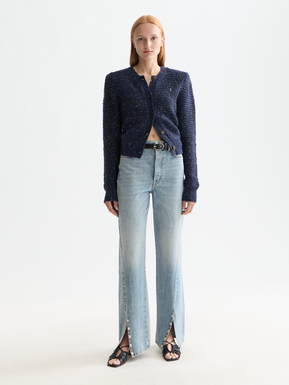 Metallic crewneck cardigan - Meteorite/Peacoat Metallic