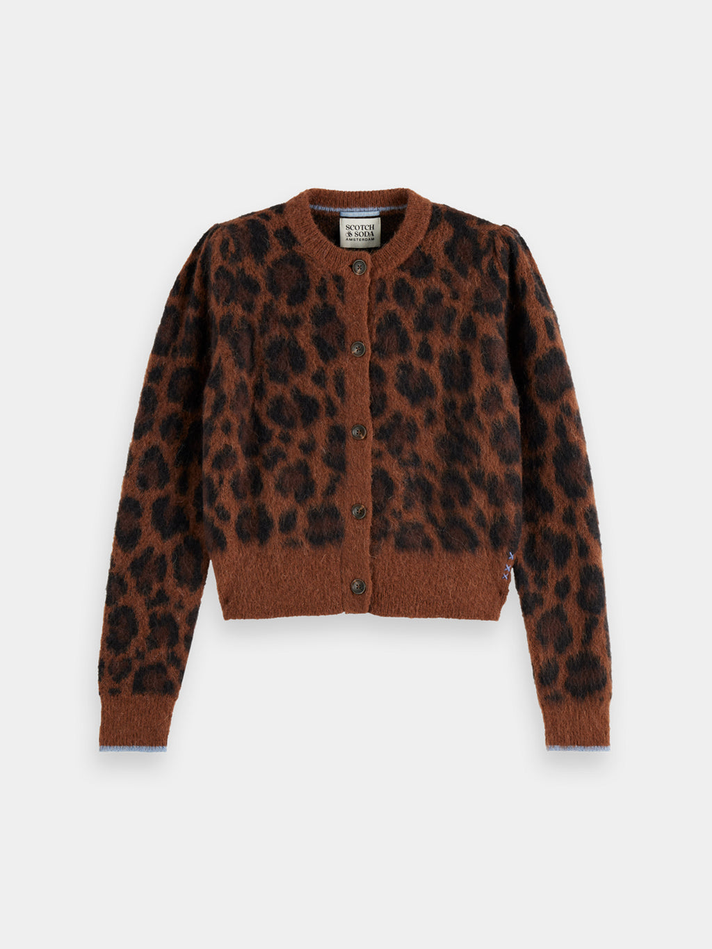 Fuzzy jacquard cardigan - Peace Leopard