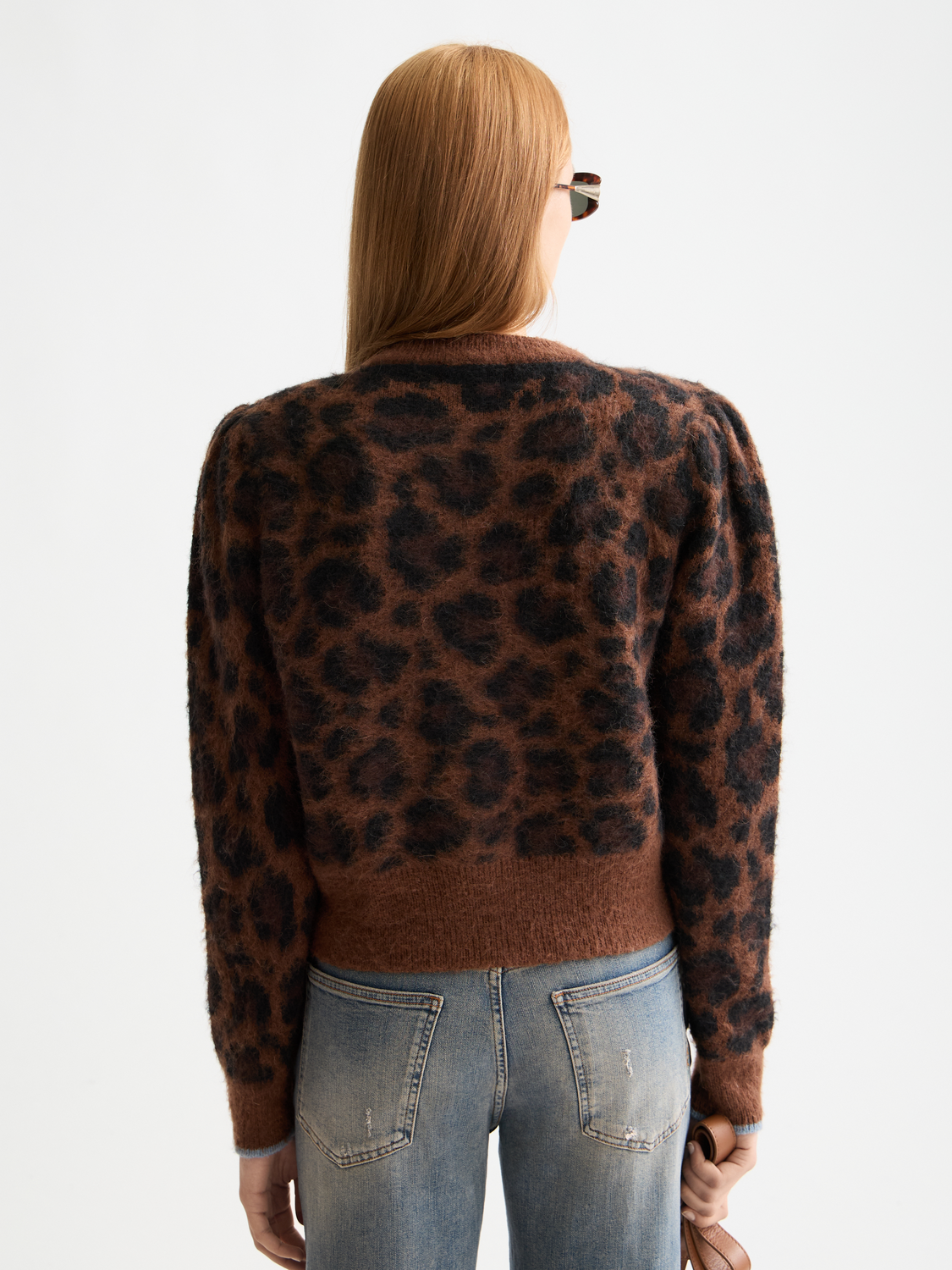 Fuzzy jacquard cardigan - Peace Leopard