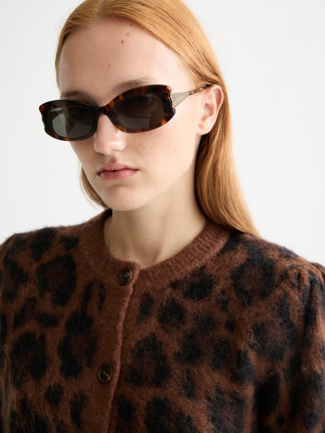 Fuzzy jacquard cardigan - Peace Leopard