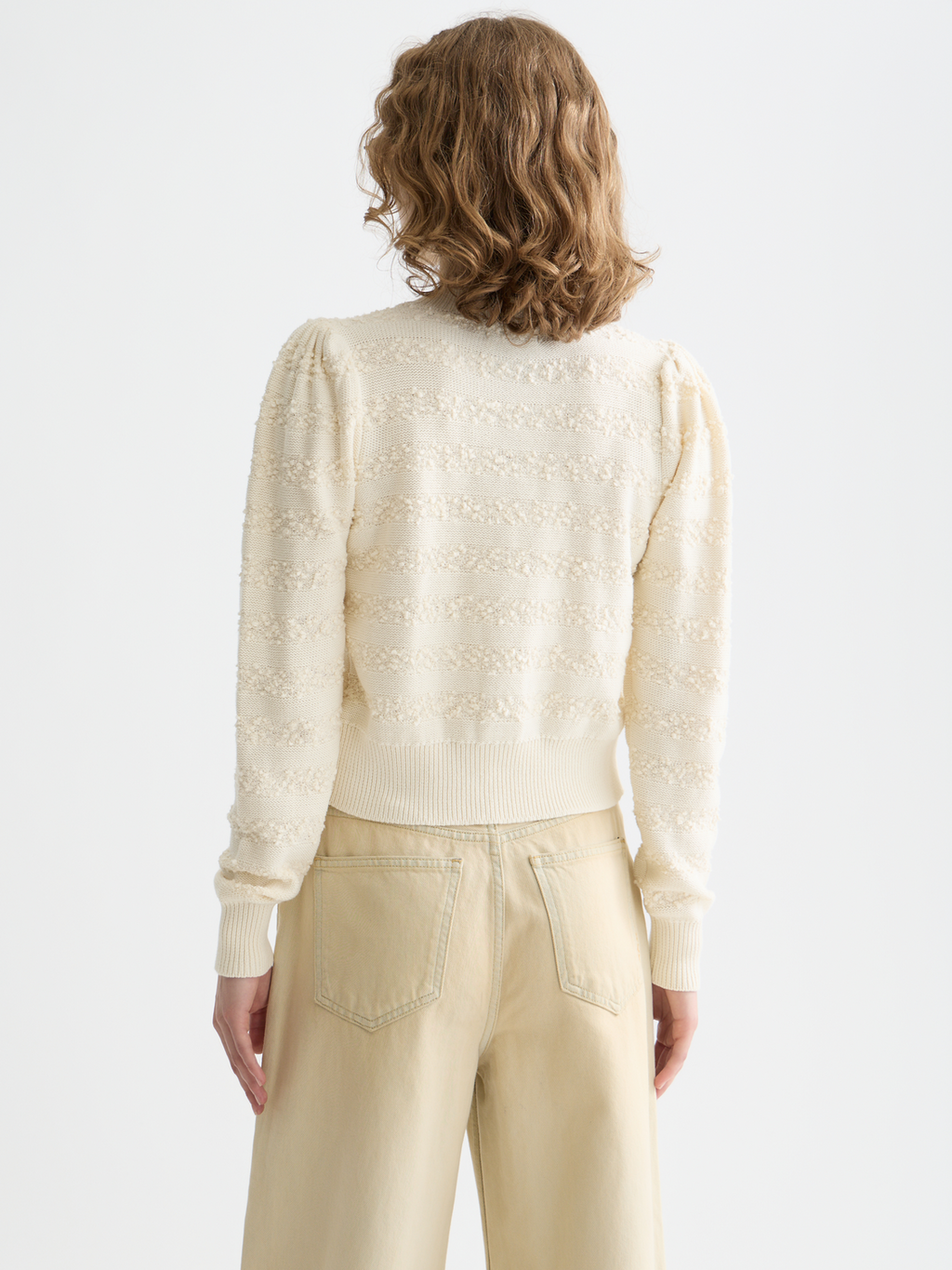Scotch & Soda - Boucle stripe cardigan - Eggnog