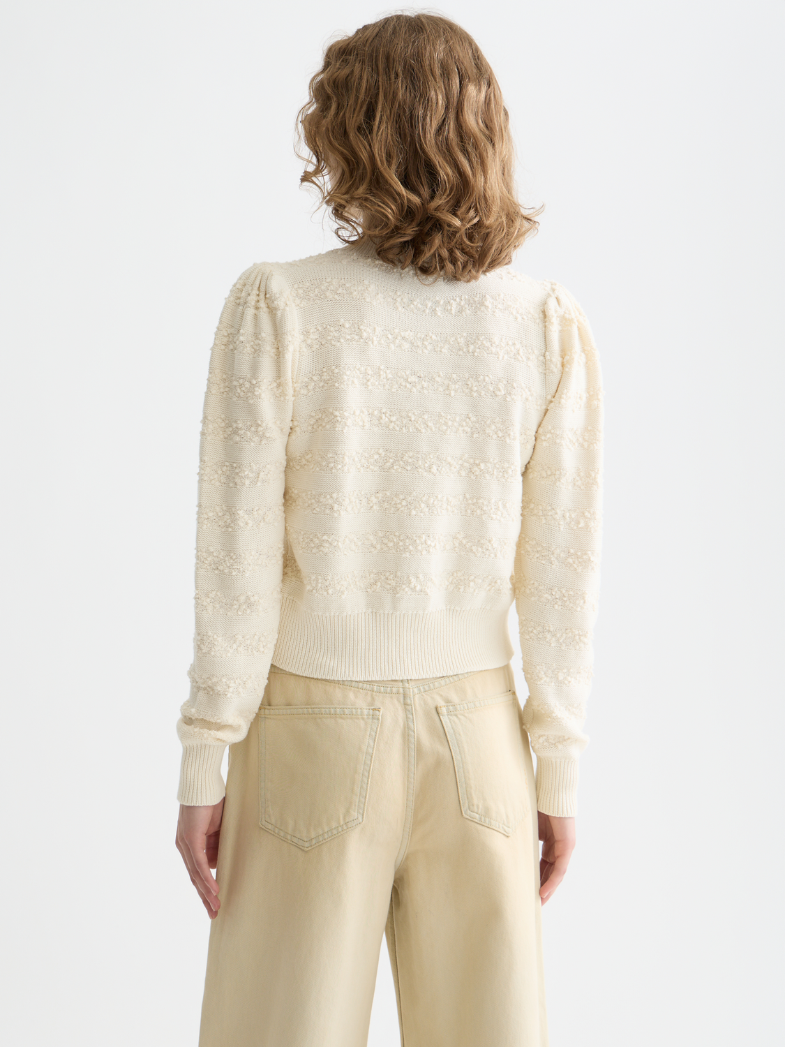 Scotch & Soda - Boucle stripe cardigan - Eggnog