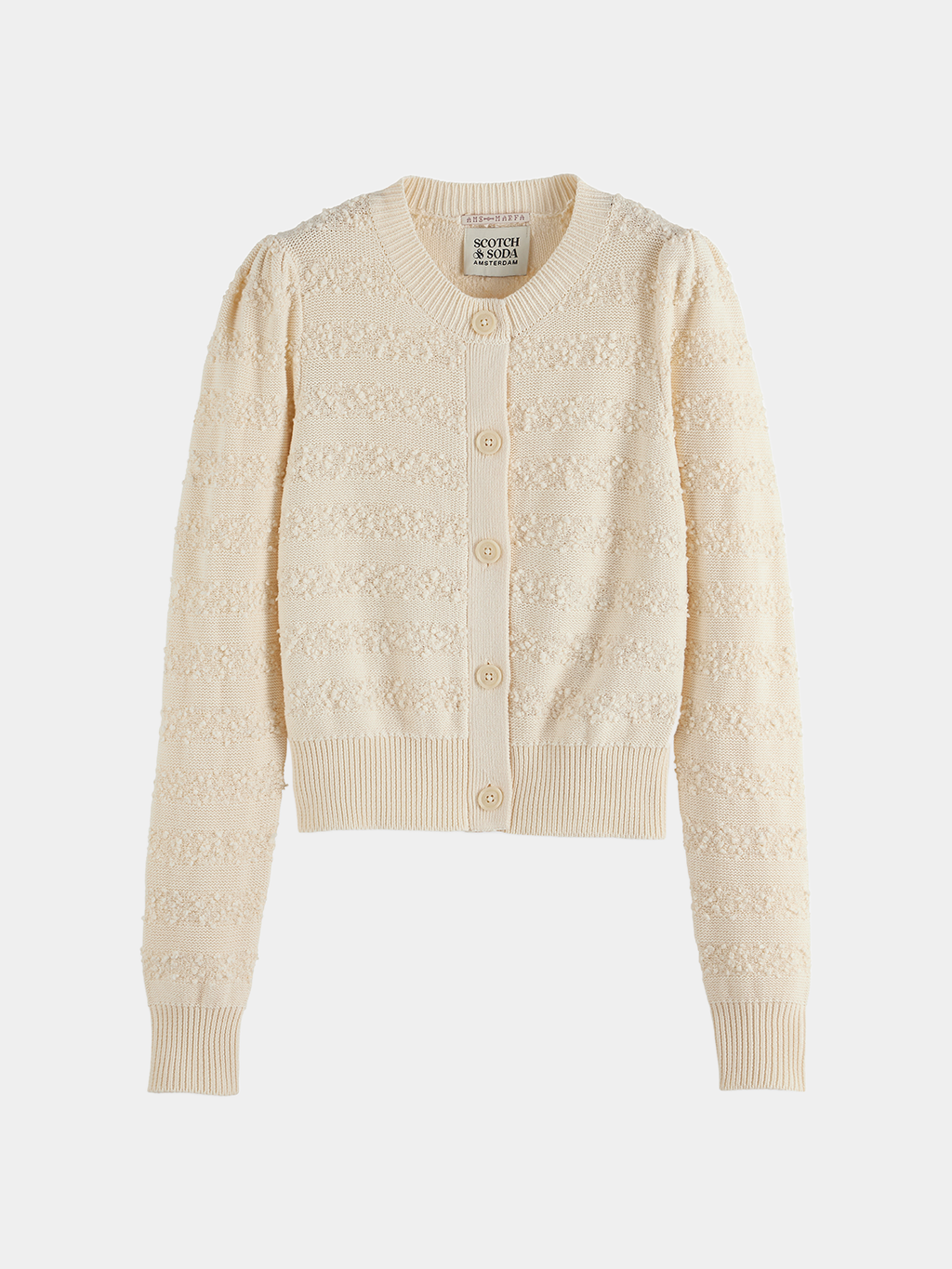 Scotch & Soda - Boucle stripe cardigan - Eggnog