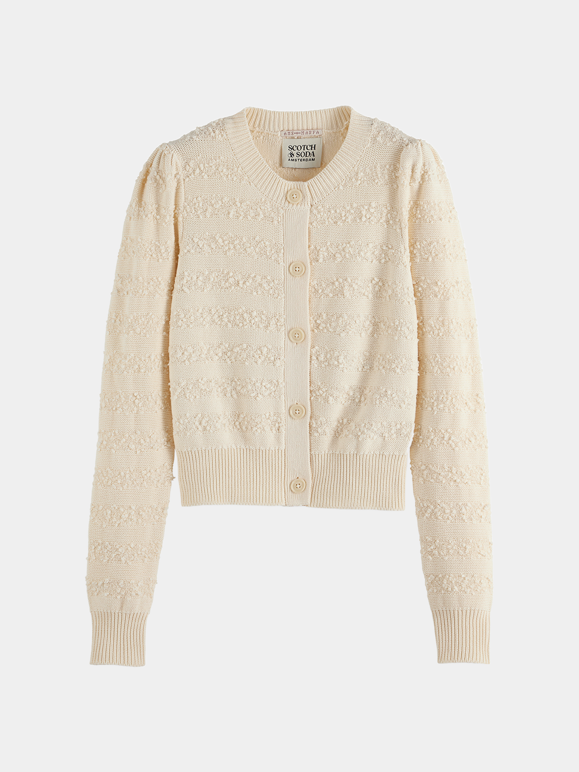 Scotch & Soda - Boucle stripe cardigan - Eggnog