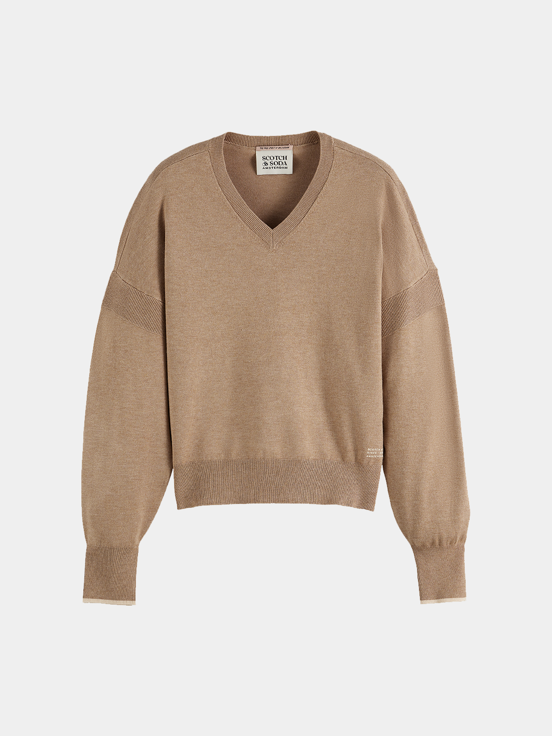 V-neck relaxed-fit pullover - Amphora Melange