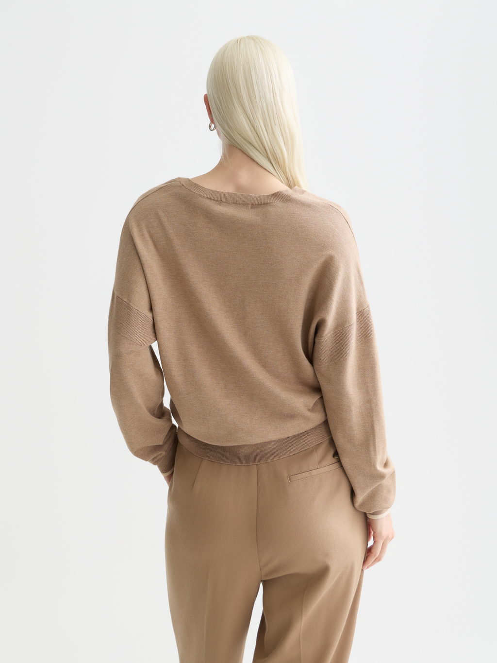 V-neck relaxed-fit pullover - Amphora Melange