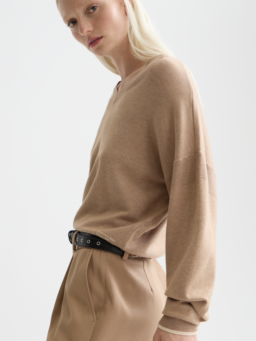 V-neck relaxed-fit pullover - Amphora Melange