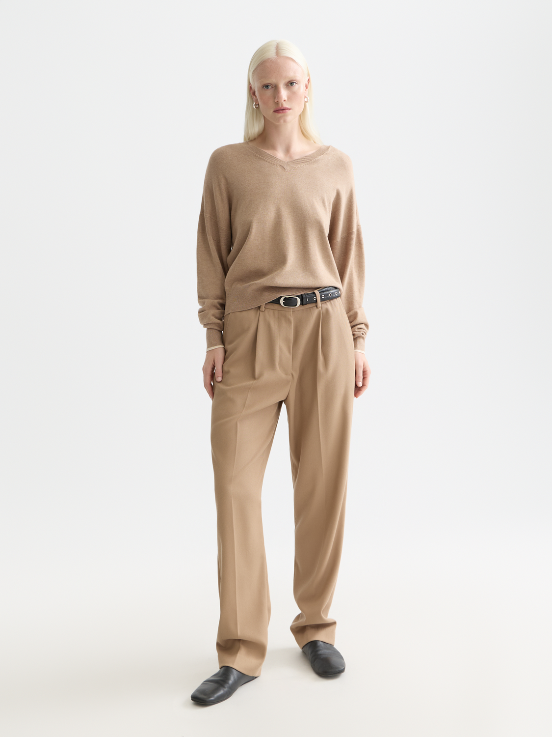 V-neck relaxed-fit pullover - Amphora Melange