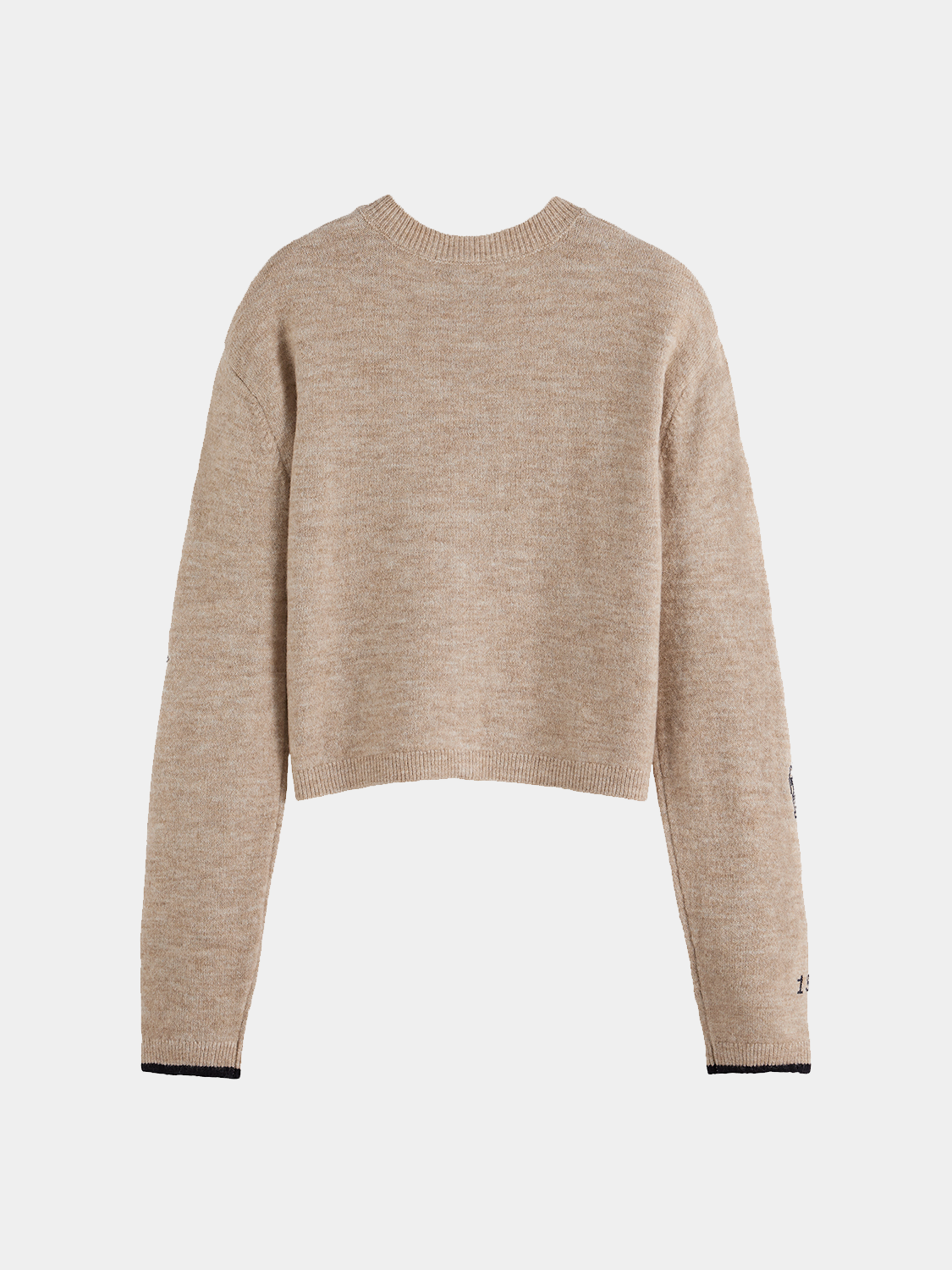 Scotch & Soda - Embroidered crew neck cardigan - Oatmeal Melange