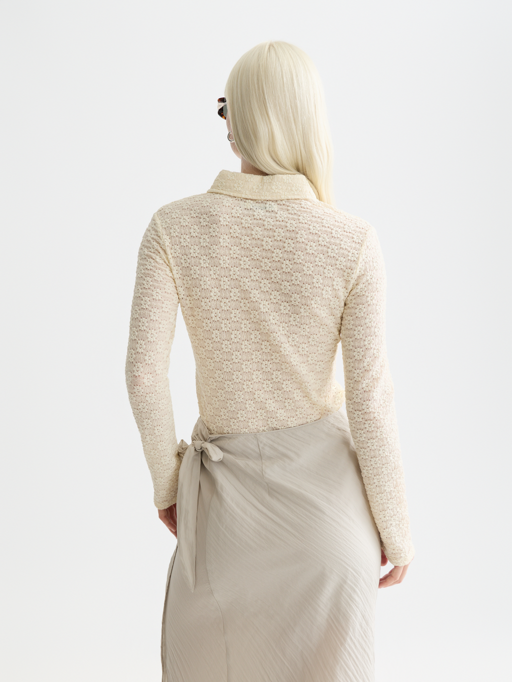 Zip through long sleeve top - Eggnog