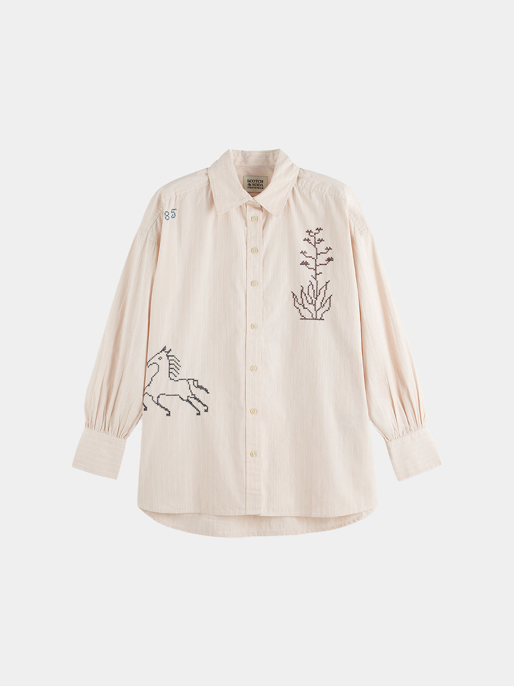 Scotch & Soda - Embroidered girlfriend shirt - Rose Dust Stripe