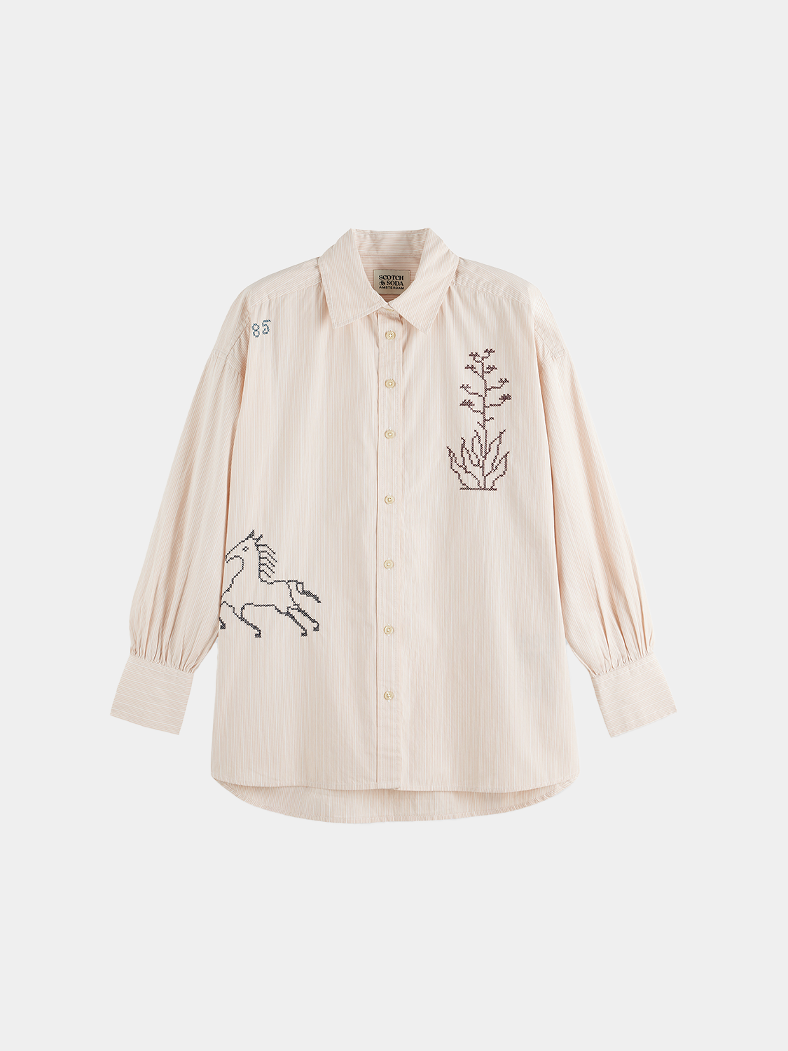 Scotch & Soda - Embroidered girlfriend shirt - Rose Dust Stripe