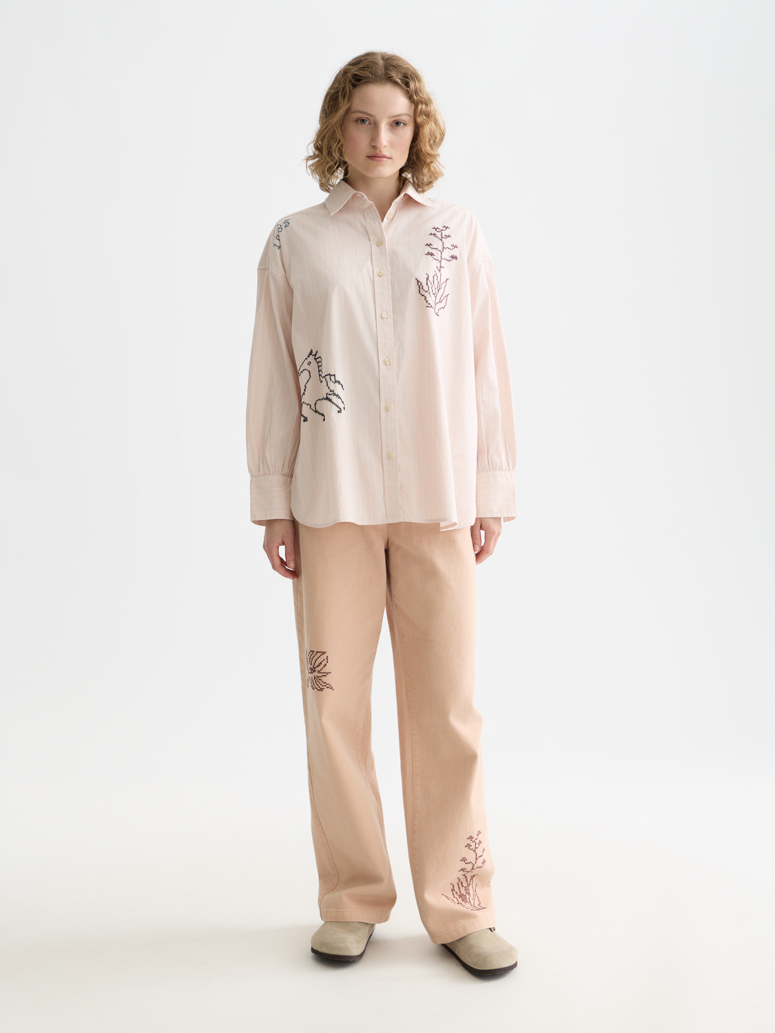 Scotch & Soda - Embroidered girlfriend shirt - Rose Dust Stripe