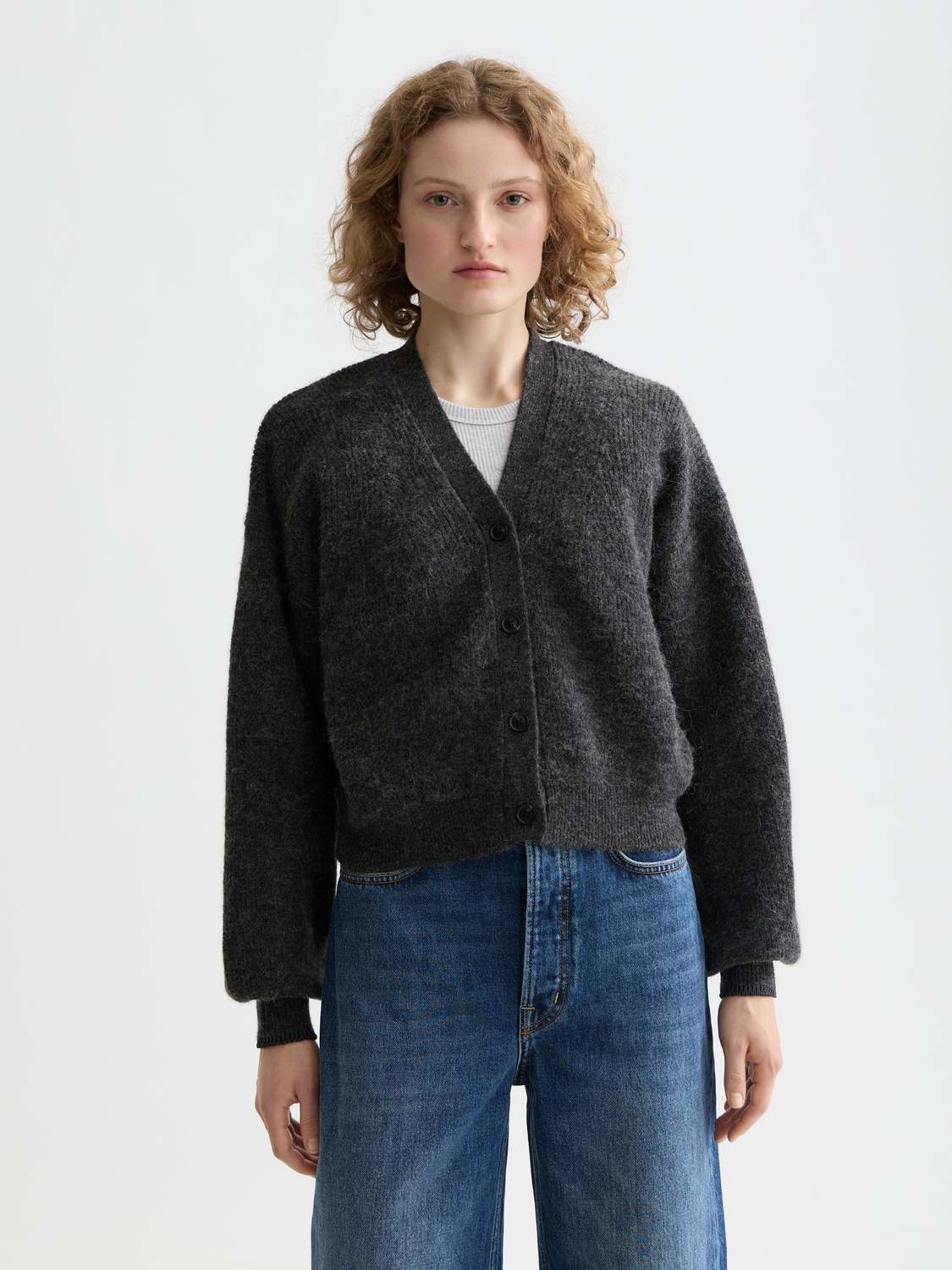 Fuzzy cardigan - Charcoal Melange