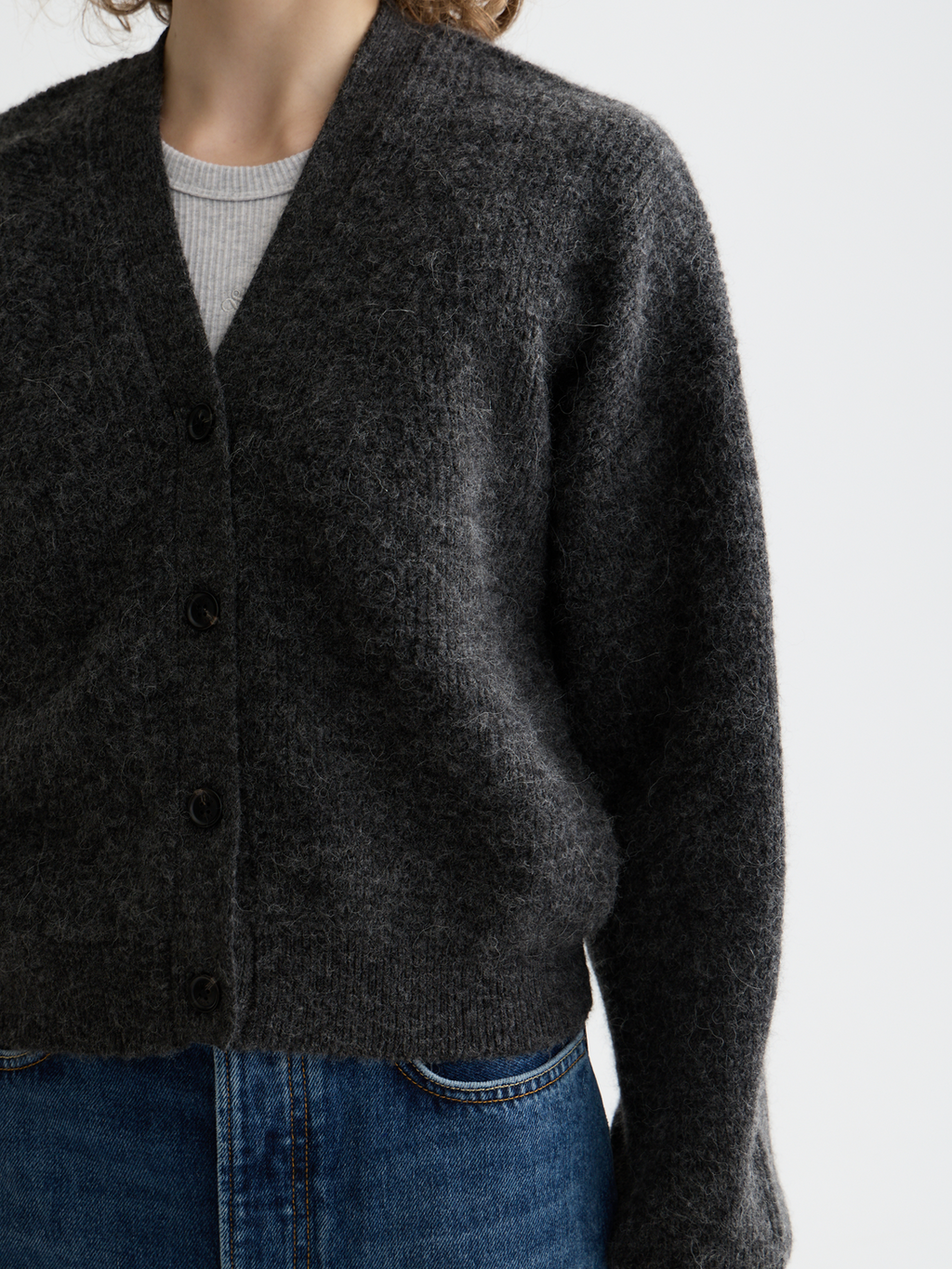 Fuzzy cardigan - Charcoal Melange