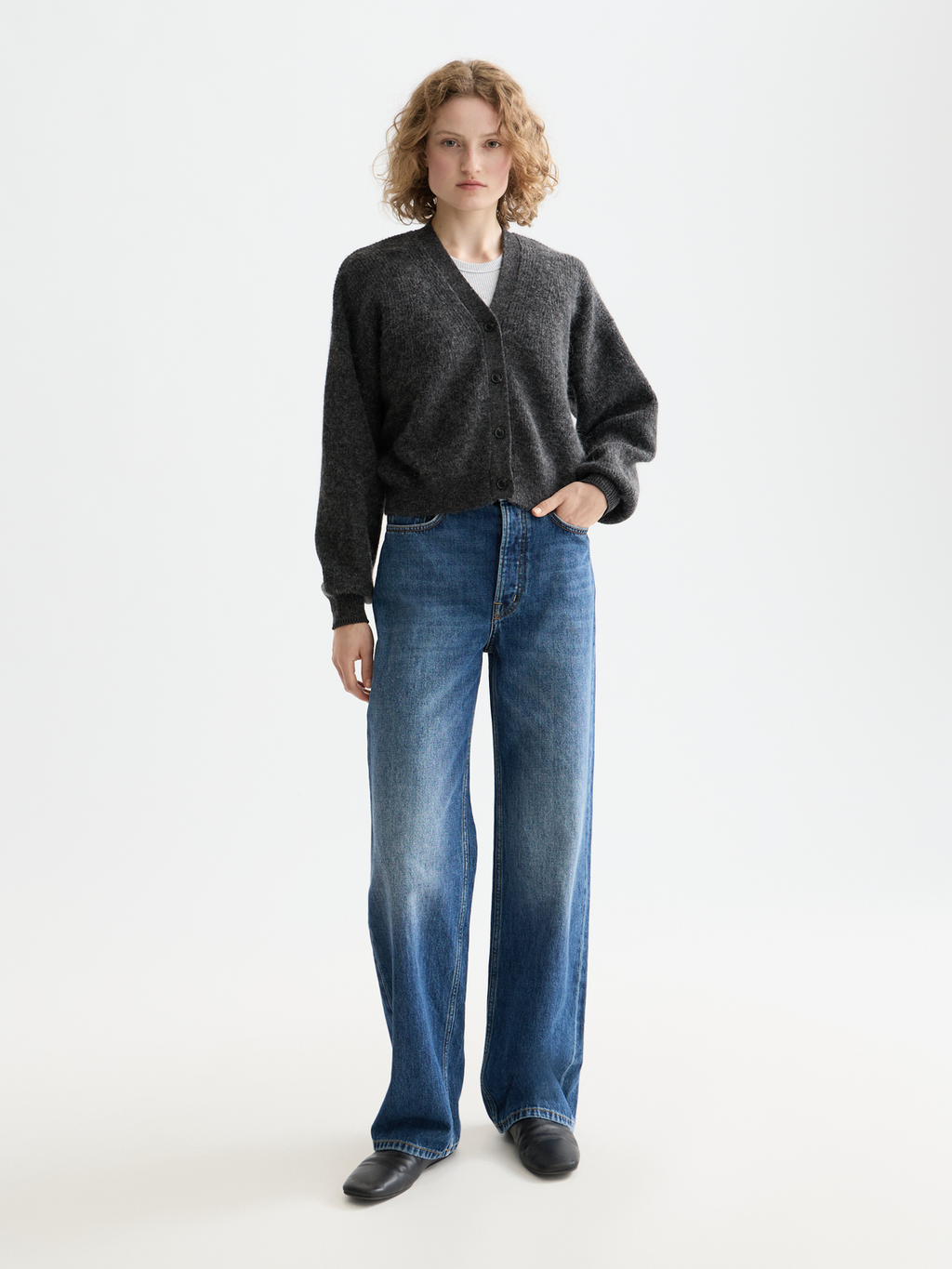 Fuzzy cardigan - Charcoal Melange