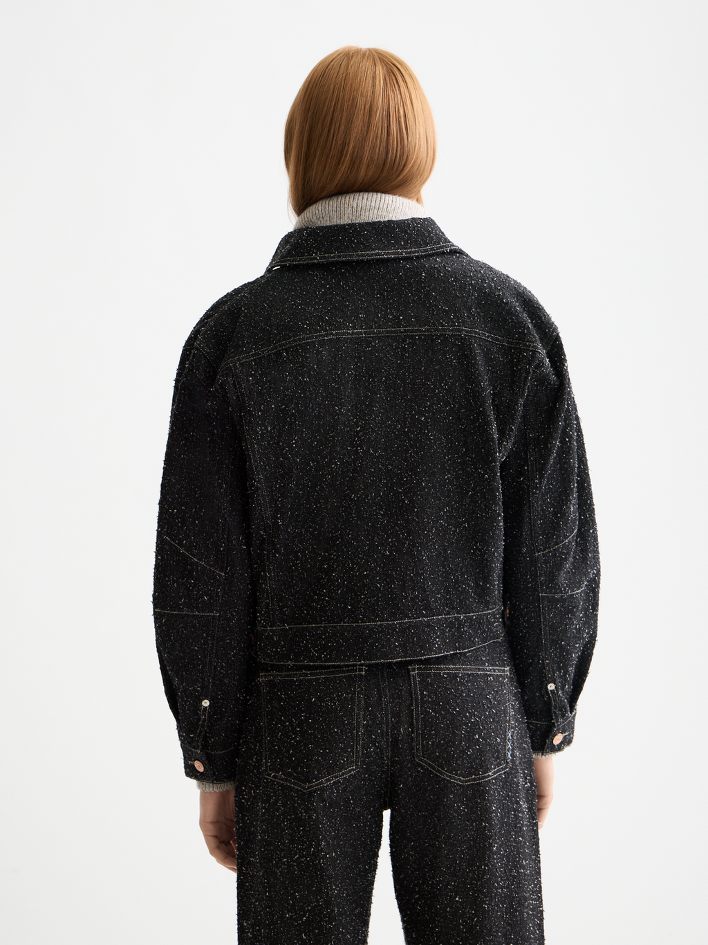 Textured denim jacket - Black Snow