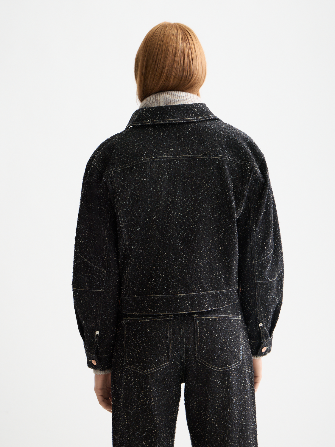 Textured denim jacket - Black Snow