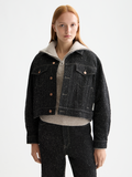 Textured denim jacket - Black Snow