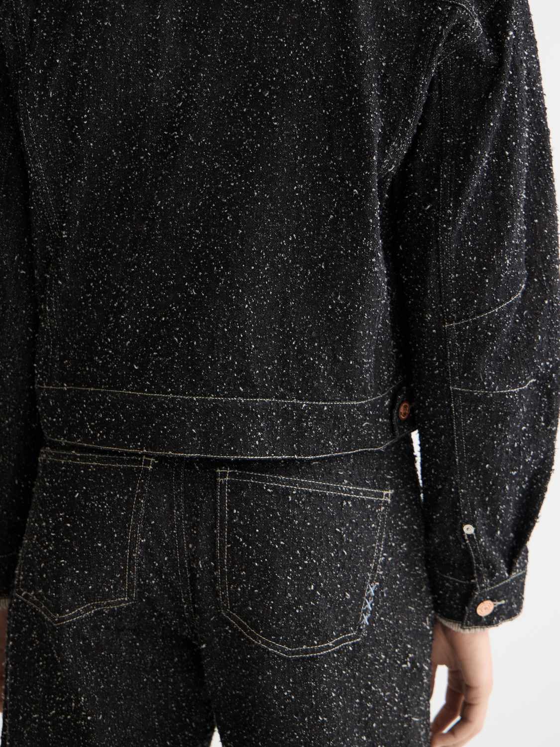 Textured denim jacket - Black Snow