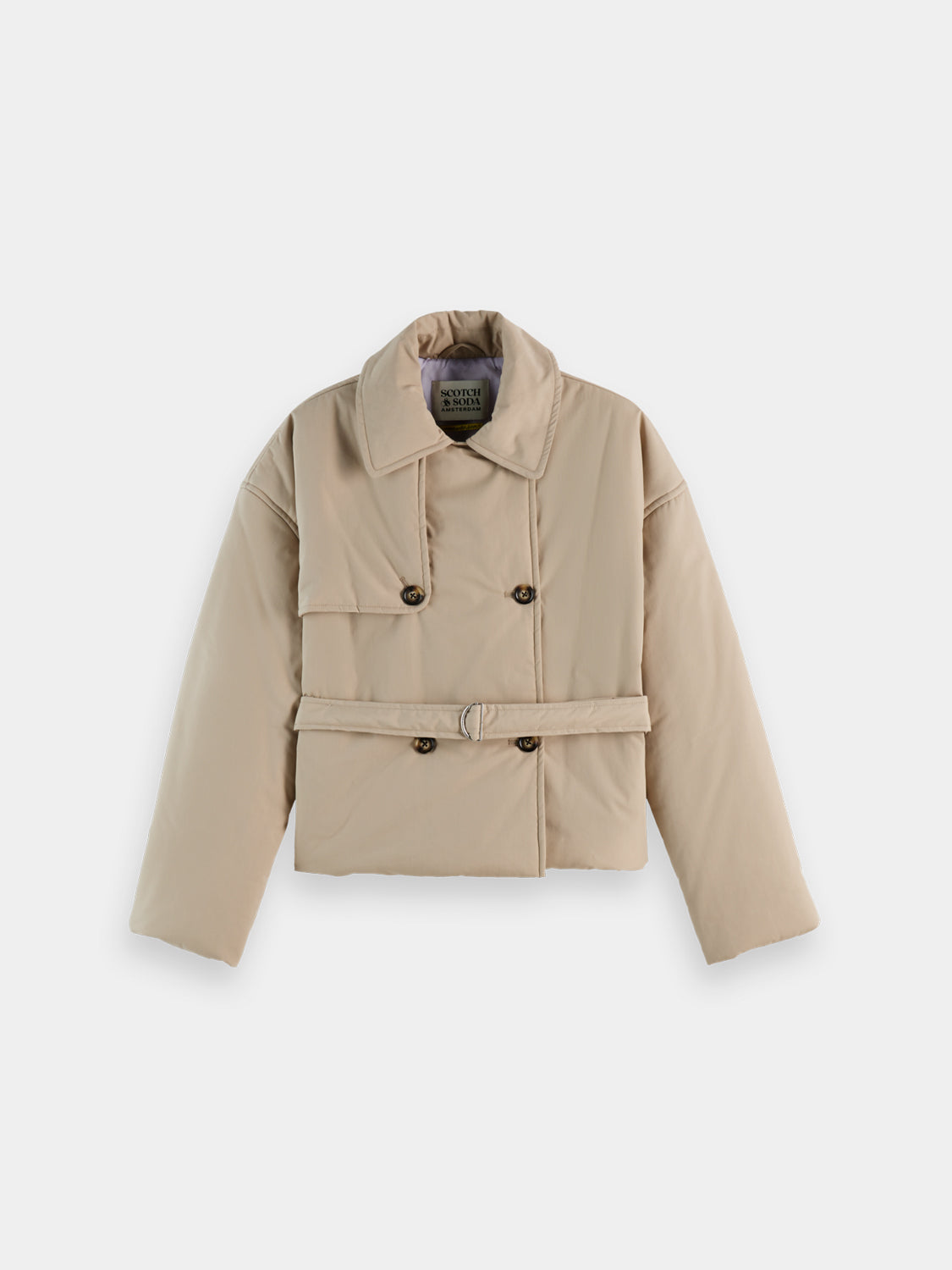 Padded cropped trench coat - Plaza Taupe