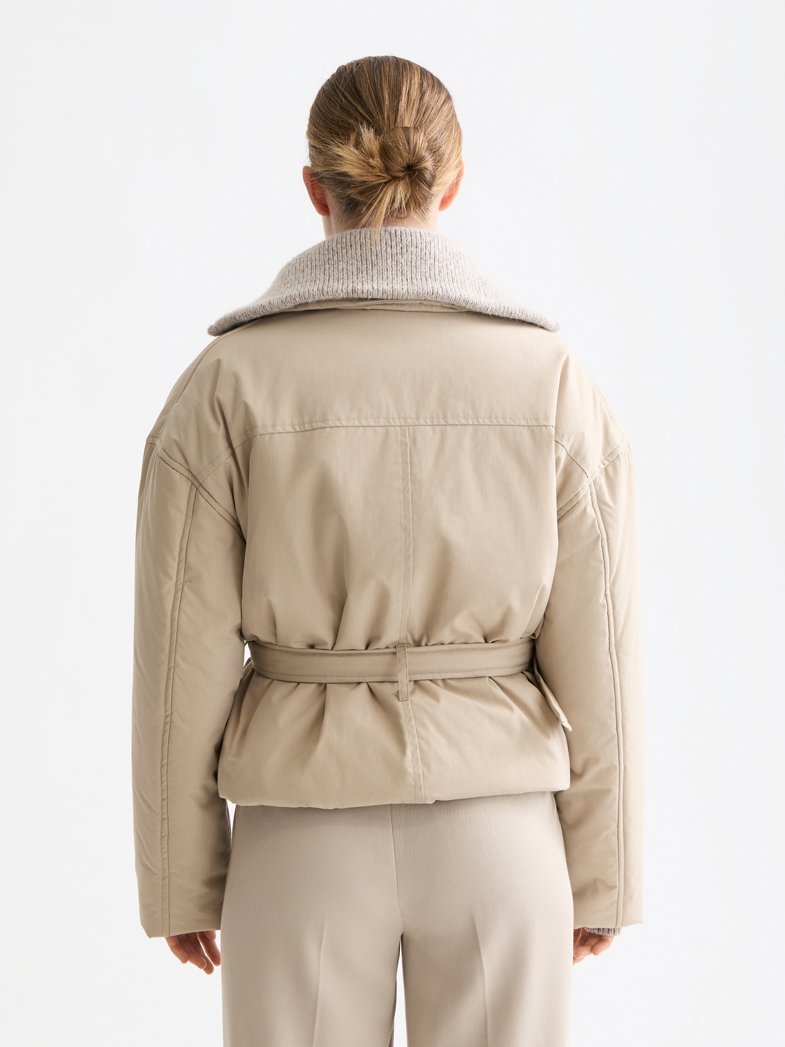 Padded cropped trench coat - Plaza Taupe