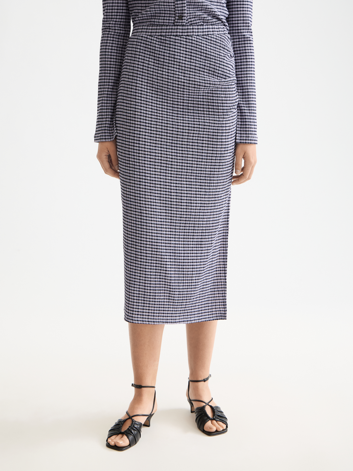 Gingham midi skirt - Sky Captain/ Languid Lavender