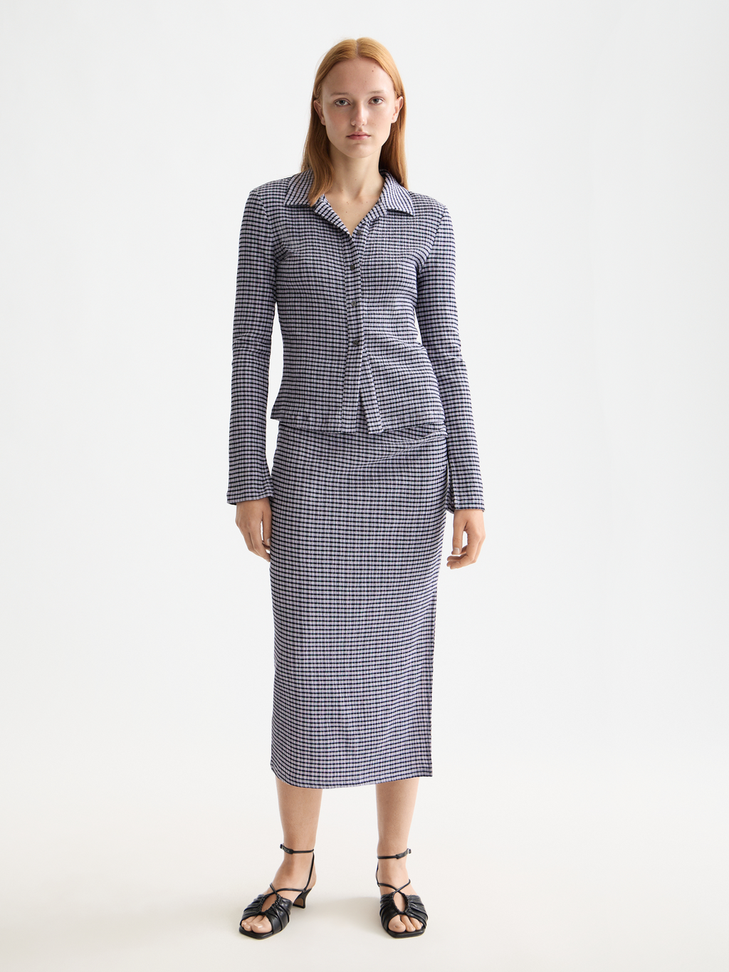 Gingham midi skirt - Sky Captain/ Languid Lavender