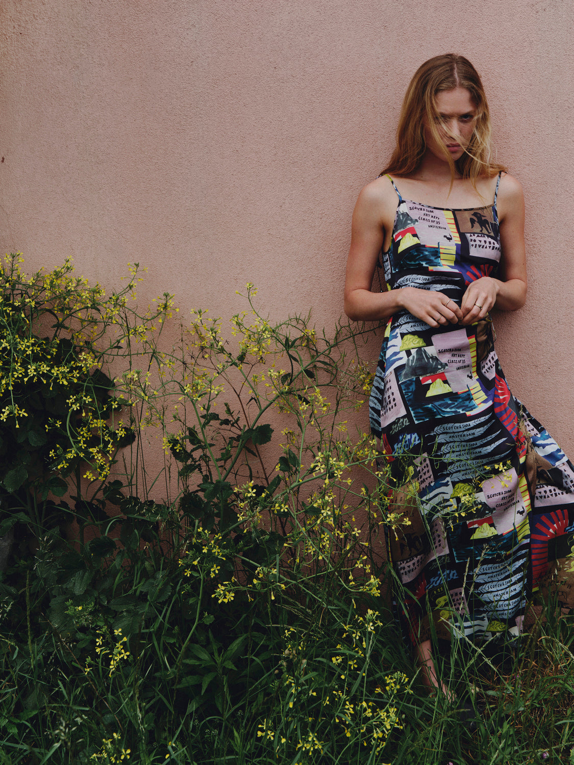 Midi slip dress - Art Dept Collage Multicolour