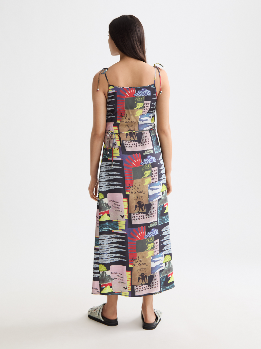 Midi slip dress - Art Dept Collage Multicolour