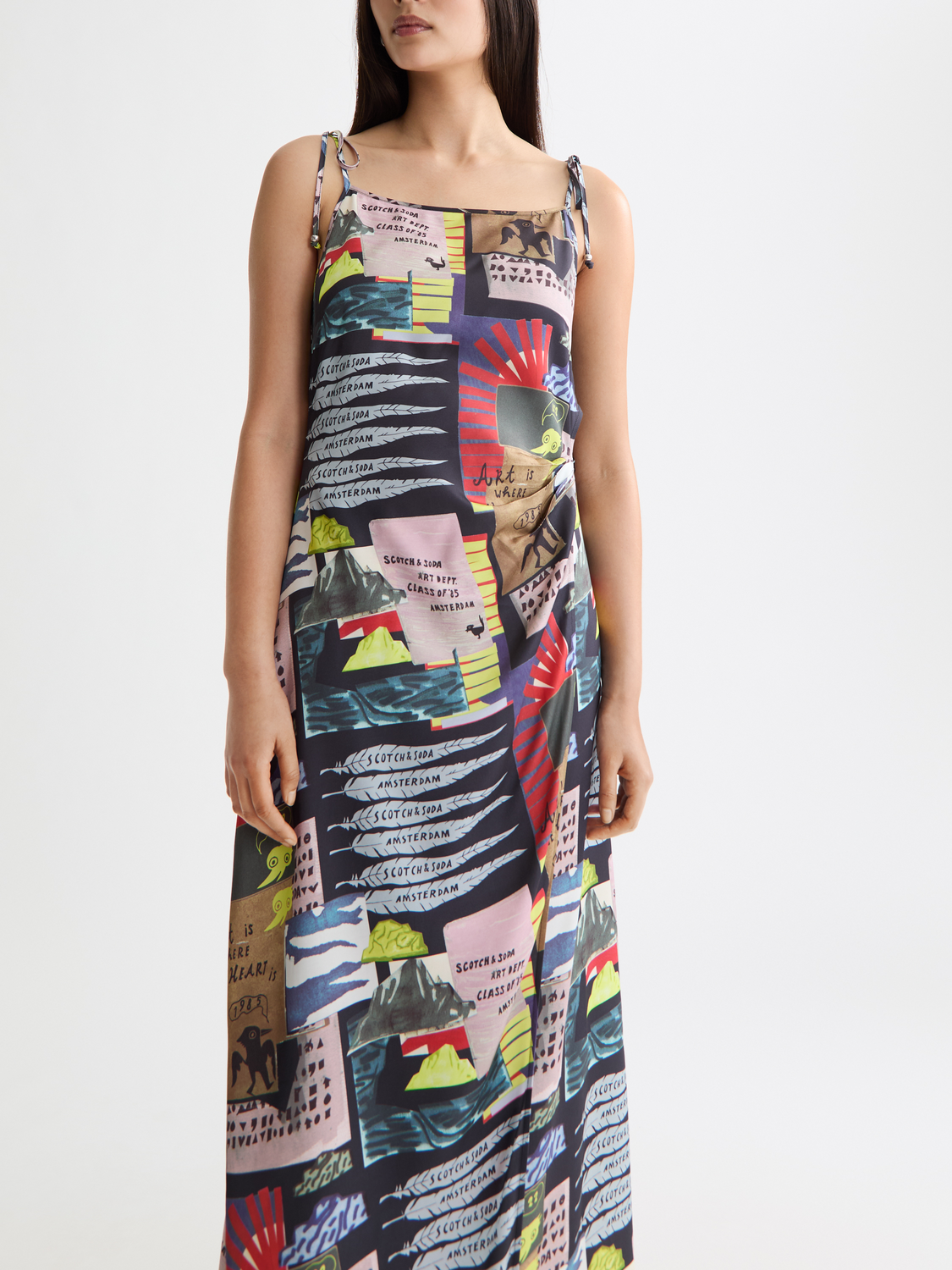 Midi slip dress - Art Dept Collage Multicolour