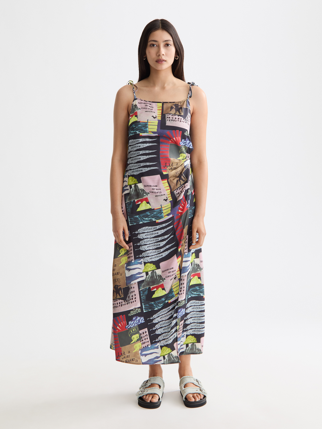 Midi slip dress - Art Dept Collage Multicolour