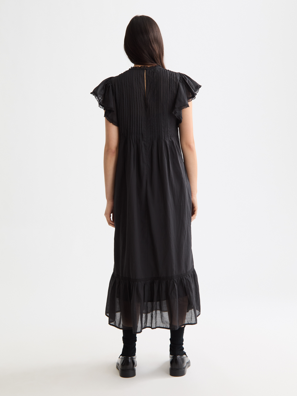 Pleated front maxi dress - Meteorite