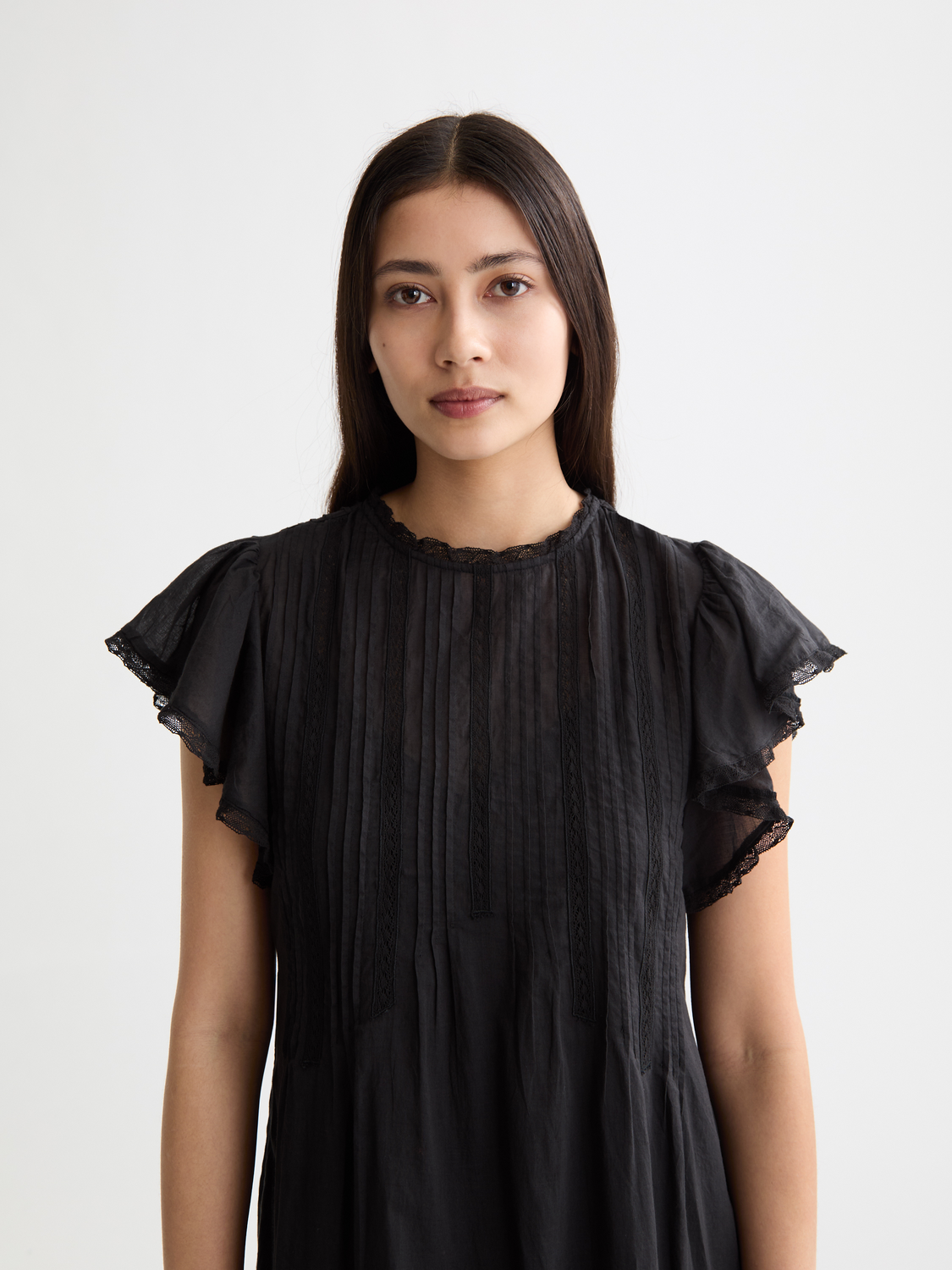 Pleated front maxi dress - Meteorite