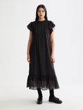 Pleated front maxi dress - Meteorite