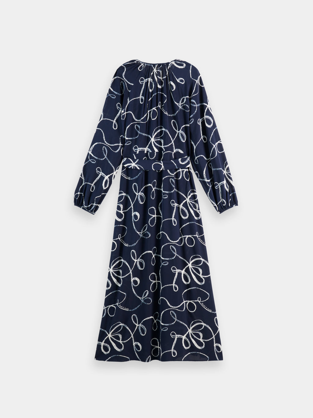 Midi wrap dress - Ribbon Navy Aop