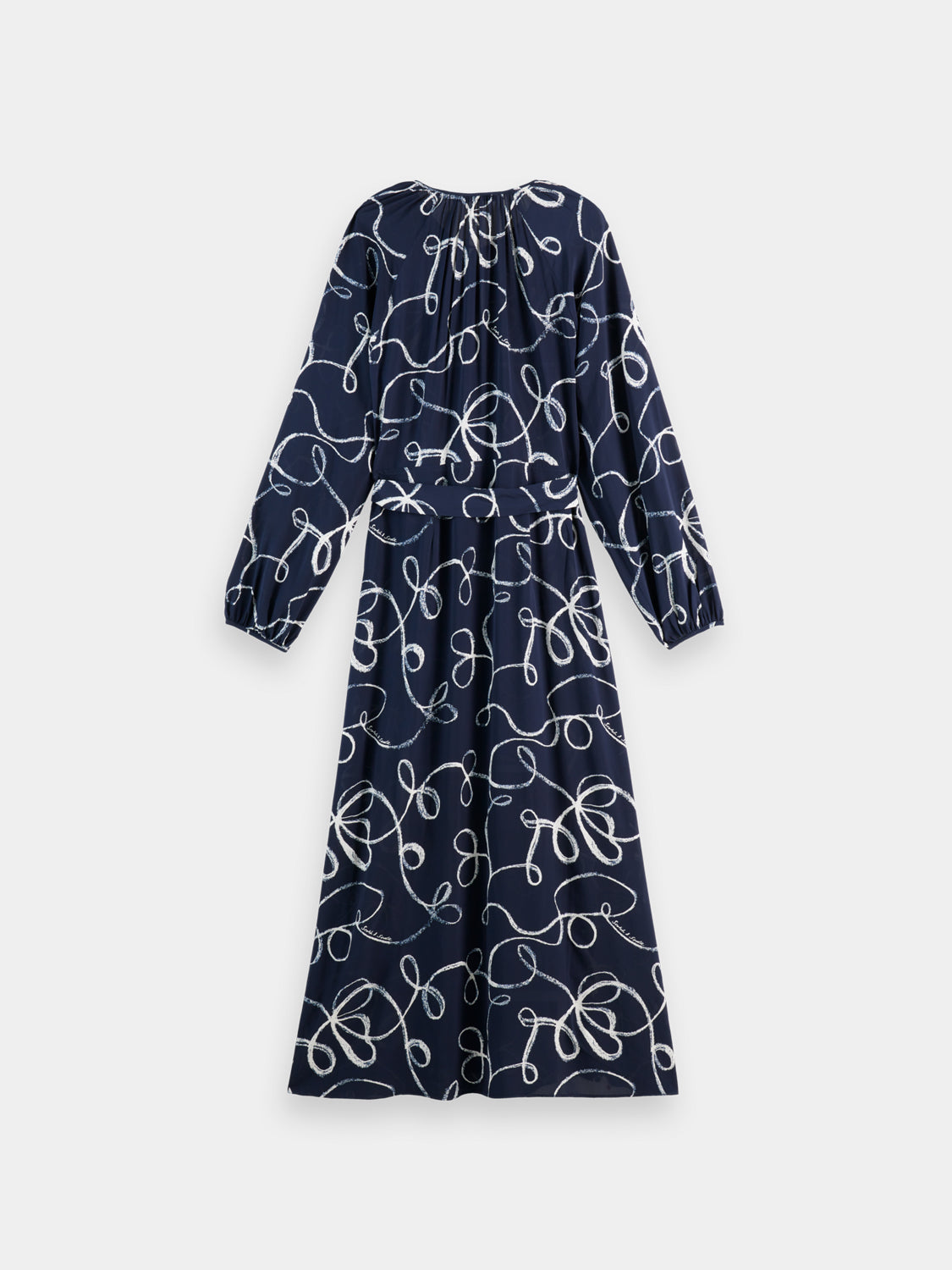 Midi wrap dress - Ribbon Navy Aop