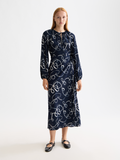 Midi wrap dress - Ribbon Navy Aop
