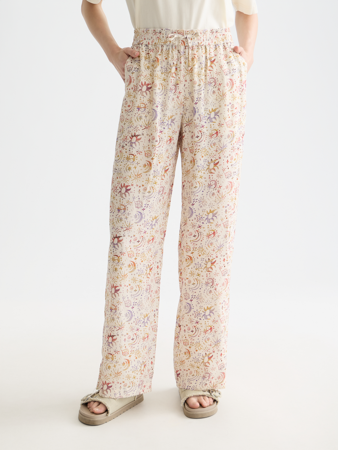 Scotch & Soda - Gia wide-fit pants - Cosmic Sky Eggnog