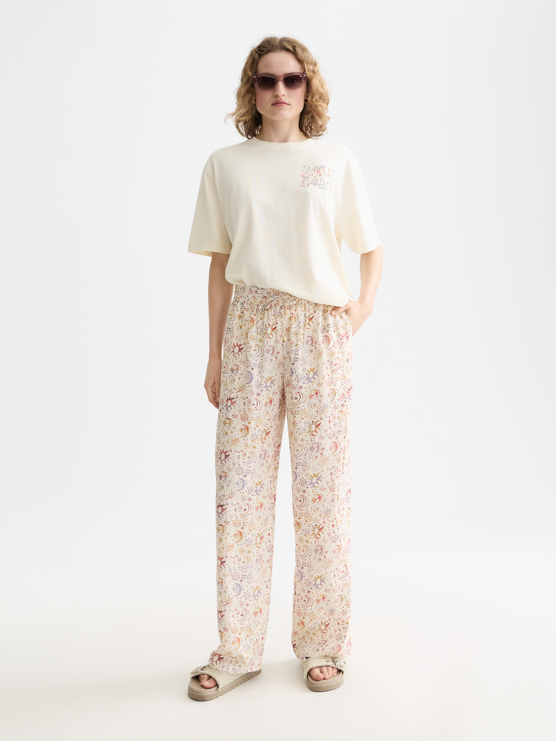 Scotch & Soda - Gia wide-fit pants - Cosmic Sky Eggnog