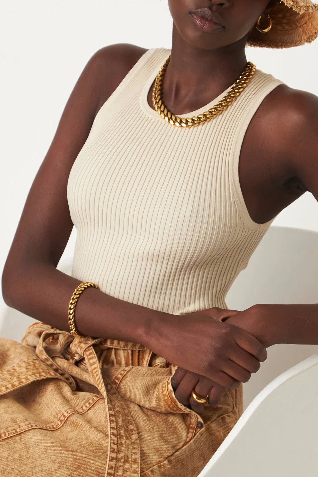 Grasslands Rib Cami  - Creme