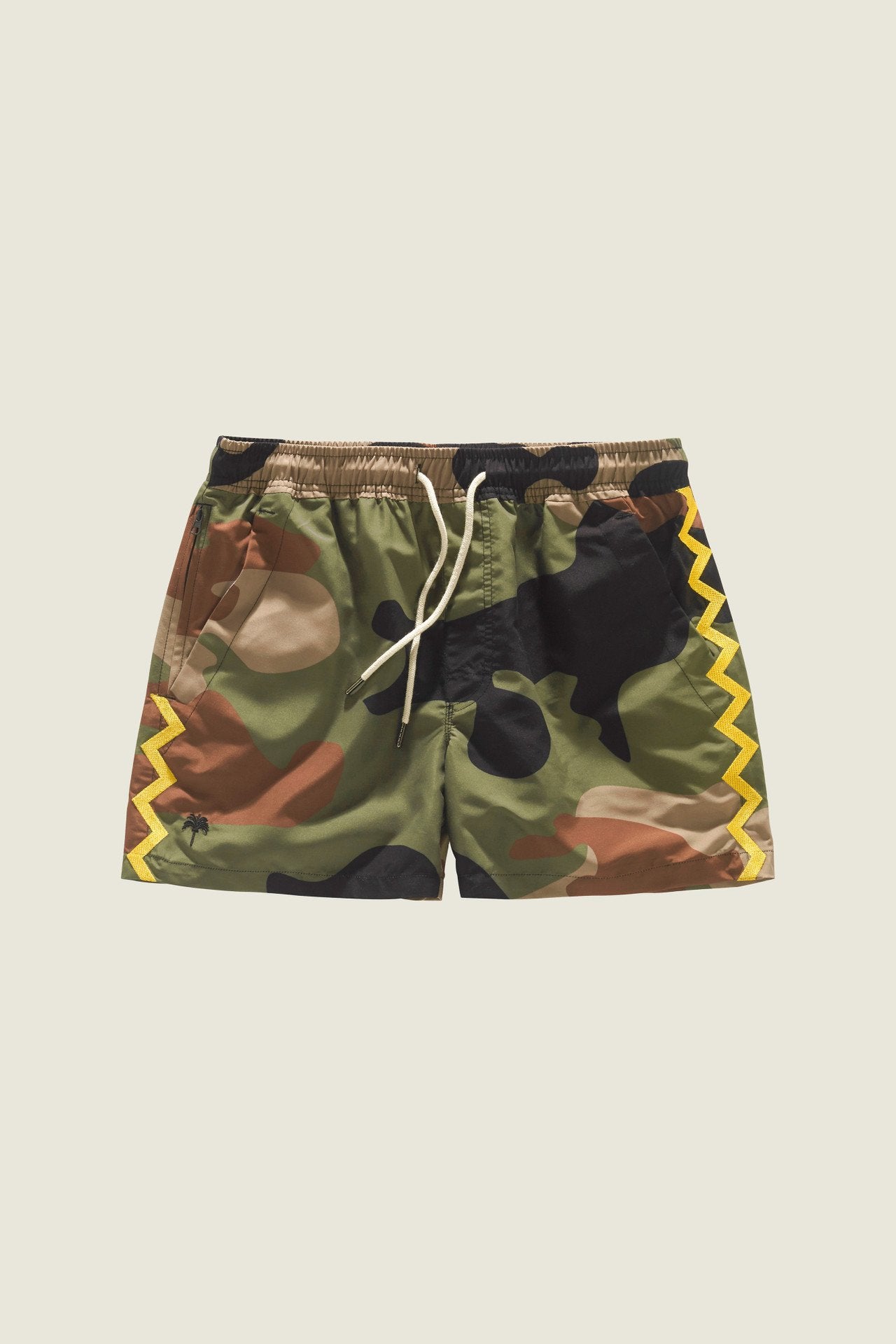 Green Cammo Zig Embroidered Swim Shorts