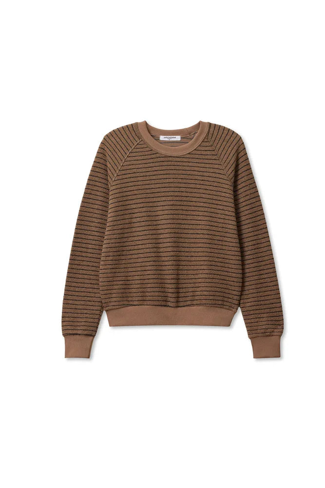 Alexi French Terry Stripe Sweatshirt - Mocha / Charcoal