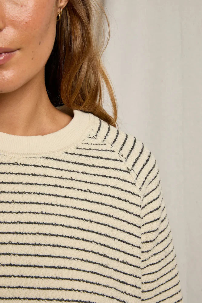 Alexi French Terry Stripe Sweatshirt - Mocha / Charcoal