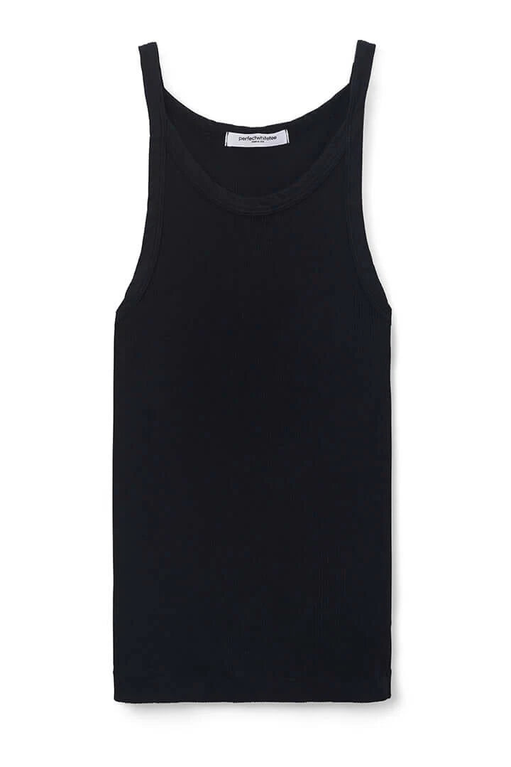 Annie Cotton Ribbed Tank - True Black